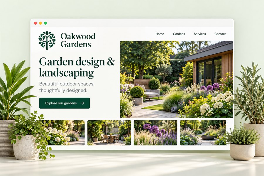 Example redesign for a garden design business